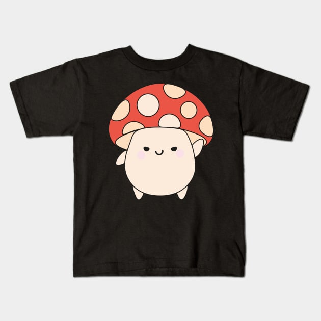 Cute kawaii inspired mushroom Kids T-Shirt by kuallidesigns